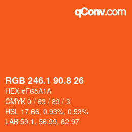 カラーコード: RGB 246.1 90.8 26 | qconv.com