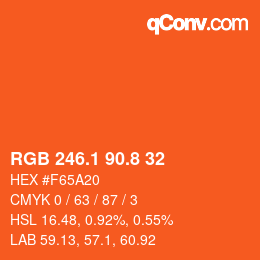 カラーコード: RGB 246.1 90.8 32 | qconv.com