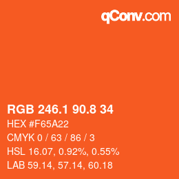 カラーコード: RGB 246.1 90.8 34 | qconv.com