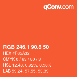 カラーコード: RGB 246.1 90.8 50 | qconv.com