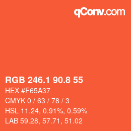 カラーコード: RGB 246.1 90.8 55 | qconv.com