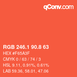 カラーコード: RGB 246.1 90.8 63 | qconv.com