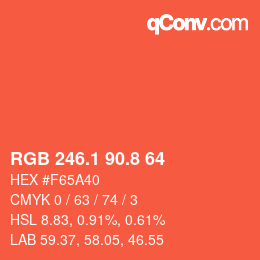 カラーコード: RGB 246.1 90.8 64 | qconv.com