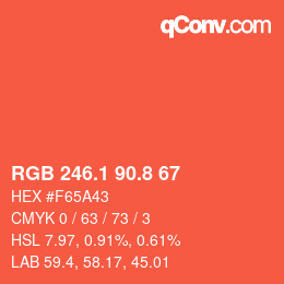 カラーコード: RGB 246.1 90.8 67 | qconv.com