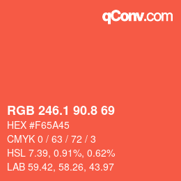 カラーコード: RGB 246.1 90.8 69 | qconv.com