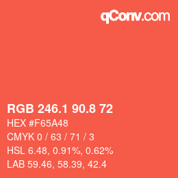 カラーコード: RGB 246.1 90.8 72 | qconv.com