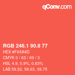 カラーコード: RGB 246.1 90.8 77 | qconv.com