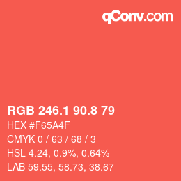 カラーコード: RGB 246.1 90.8 79 | qconv.com
