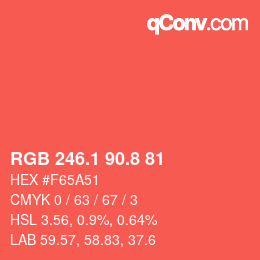 カラーコード: RGB 246.1 90.8 81 | qconv.com