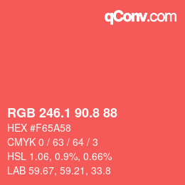 カラーコード: RGB 246.1 90.8 88 | qconv.com