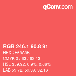 カラーコード: RGB 246.1 90.8 91 | qconv.com