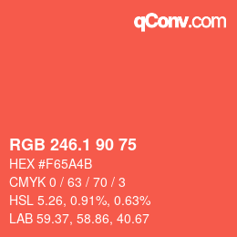 カラーコード: RGB 246.1 90 75 | qconv.com