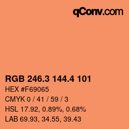カラーコード: RGB 246.3 144.4 101 | qconv.com