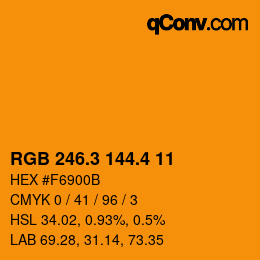 カラーコード: RGB 246.3 144.4 11 | qconv.com