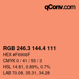 カラーコード: RGB 246.3 144.4 111 | qconv.com