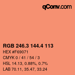 カラーコード: RGB 246.3 144.4 113 | qconv.com