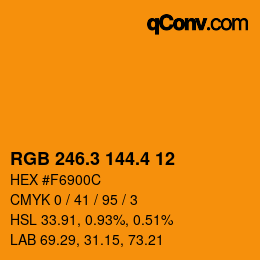 カラーコード: RGB 246.3 144.4 12 | qconv.com