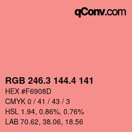 カラーコード: RGB 246.3 144.4 141 | qconv.com