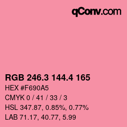 カラーコード: RGB 246.3 144.4 165 | qconv.com
