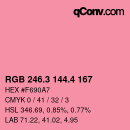 カラーコード: RGB 246.3 144.4 167 | qconv.com