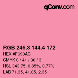 カラーコード: RGB 246.3 144.4 172 | qconv.com