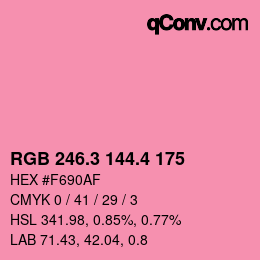 カラーコード: RGB 246.3 144.4 175 | qconv.com