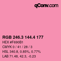 カラーコード: RGB 246.3 144.4 177 | qconv.com