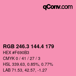 カラーコード: RGB 246.3 144.4 179 | qconv.com