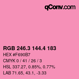 カラーコード: RGB 246.3 144.4 183 | qconv.com