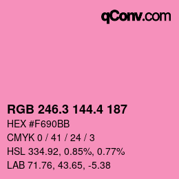 カラーコード: RGB 246.3 144.4 187 | qconv.com