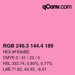 カラーコード: RGB 246.3 144.4 189 | qconv.com
