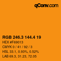カラーコード: RGB 246.3 144.4 19 | qconv.com