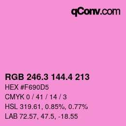 カラーコード: RGB 246.3 144.4 213 | qconv.com