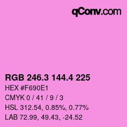 カラーコード: RGB 246.3 144.4 225 | qconv.com