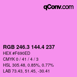 カラーコード: RGB 246.3 144.4 237 | qconv.com