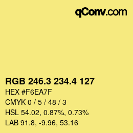 カラーコード: RGB 246.3 234.4 127 | qconv.com