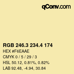 カラーコード: RGB 246.3 234.4 174 | qconv.com
