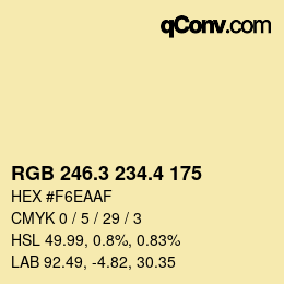 カラーコード: RGB 246.3 234.4 175 | qconv.com