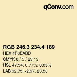 カラーコード: RGB 246.3 234.4 189 | qconv.com