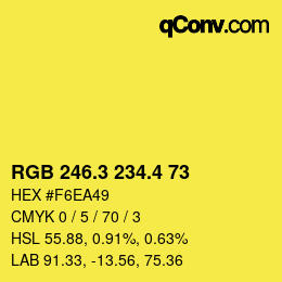 カラーコード: RGB 246.3 234.4 73 | qconv.com