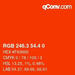 カラーコード: RGB 246.3 54.4 0 | qconv.com