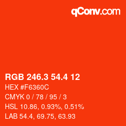 カラーコード: RGB 246.3 54.4 12 | qconv.com
