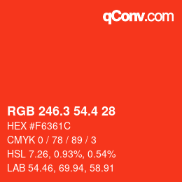 カラーコード: RGB 246.3 54.4 28 | qconv.com