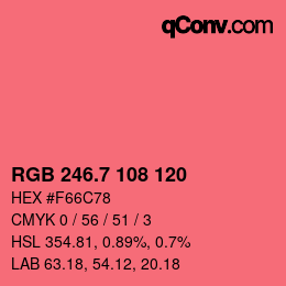カラーコード: RGB 246.7 108 120 | qconv.com