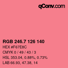 カラーコード: RGB 246.7 126 140 | qconv.com