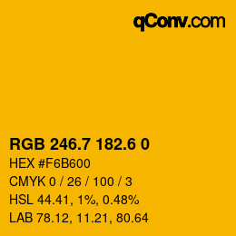 カラーコード: RGB 246.7 182.6 0 | qconv.com