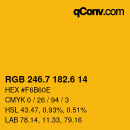 カラーコード: RGB 246.7 182.6 14 | qconv.com