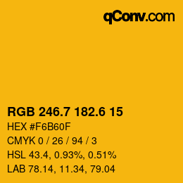カラーコード: RGB 246.7 182.6 15 | qconv.com