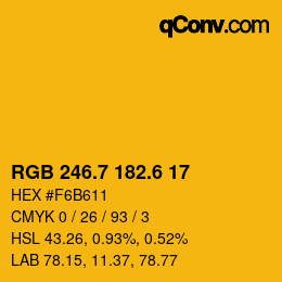 カラーコード: RGB 246.7 182.6 17 | qconv.com