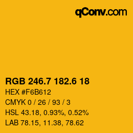 カラーコード: RGB 246.7 182.6 18 | qconv.com